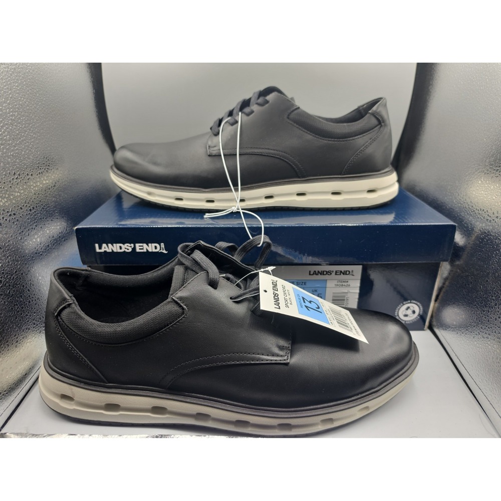 Lands End Sport Oxford Black White Men's Shoes Size 13 NIB 1908426